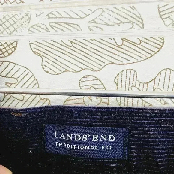 Lands End Traditional Fit Mens Corduroy Pants 38x 32 Waist Tapered Leg Dark Blue - Picture 4 of 8